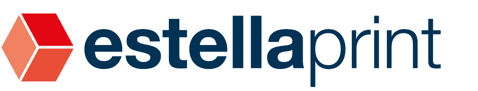 Imágenes de una imprenta digital con impresoras modernas en acción.