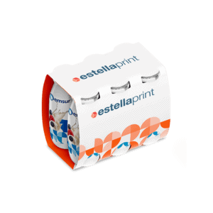 Six-pack of drinking yogurt bottles safely secured with wrap-around Carton sleeve packaging by Grupo Lantero.