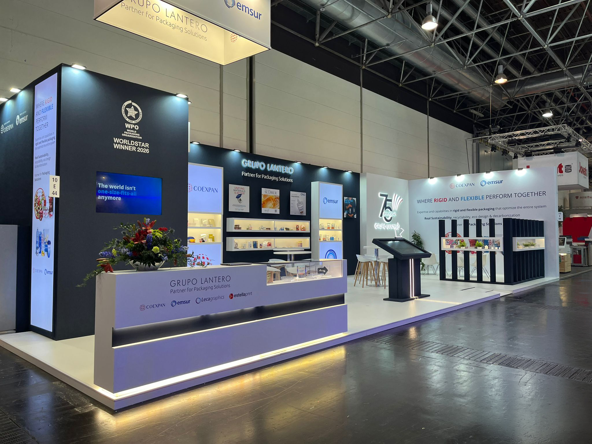 Grupo Lantero booth at Interpack 2026 showcasing sustainable packaging innovations