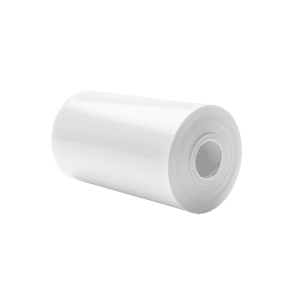 White plastic film reel for FFS packaging machines.